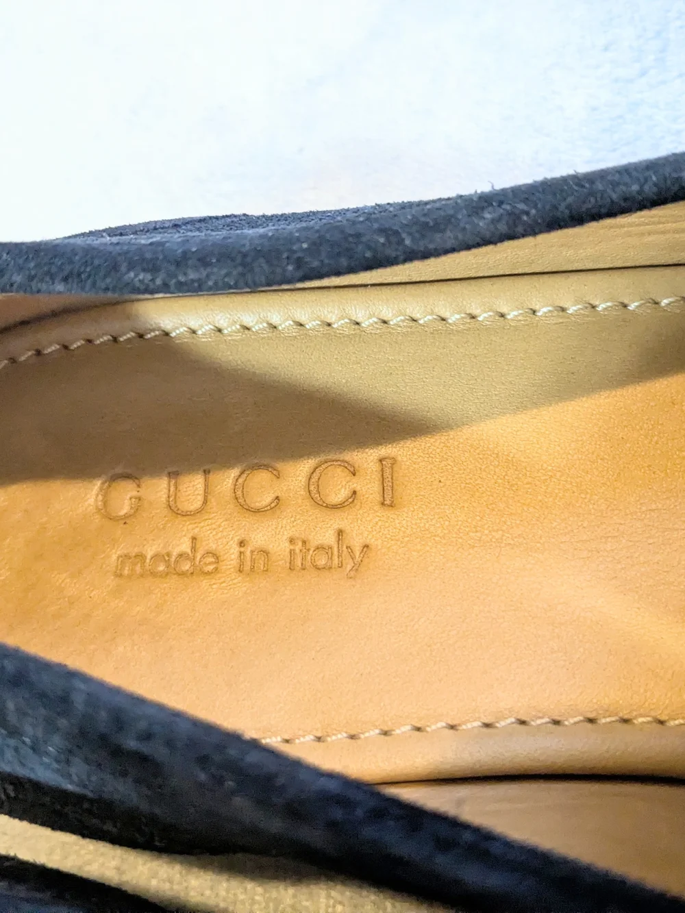 Gucci Men’s Navy Suede Horsebit Loafers US 9